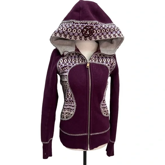 ❤️SOLD❤️Lululemon Special Edition Purple Fair Isle Print Scuba Hoodie Size 6 - Picture 5 of 12